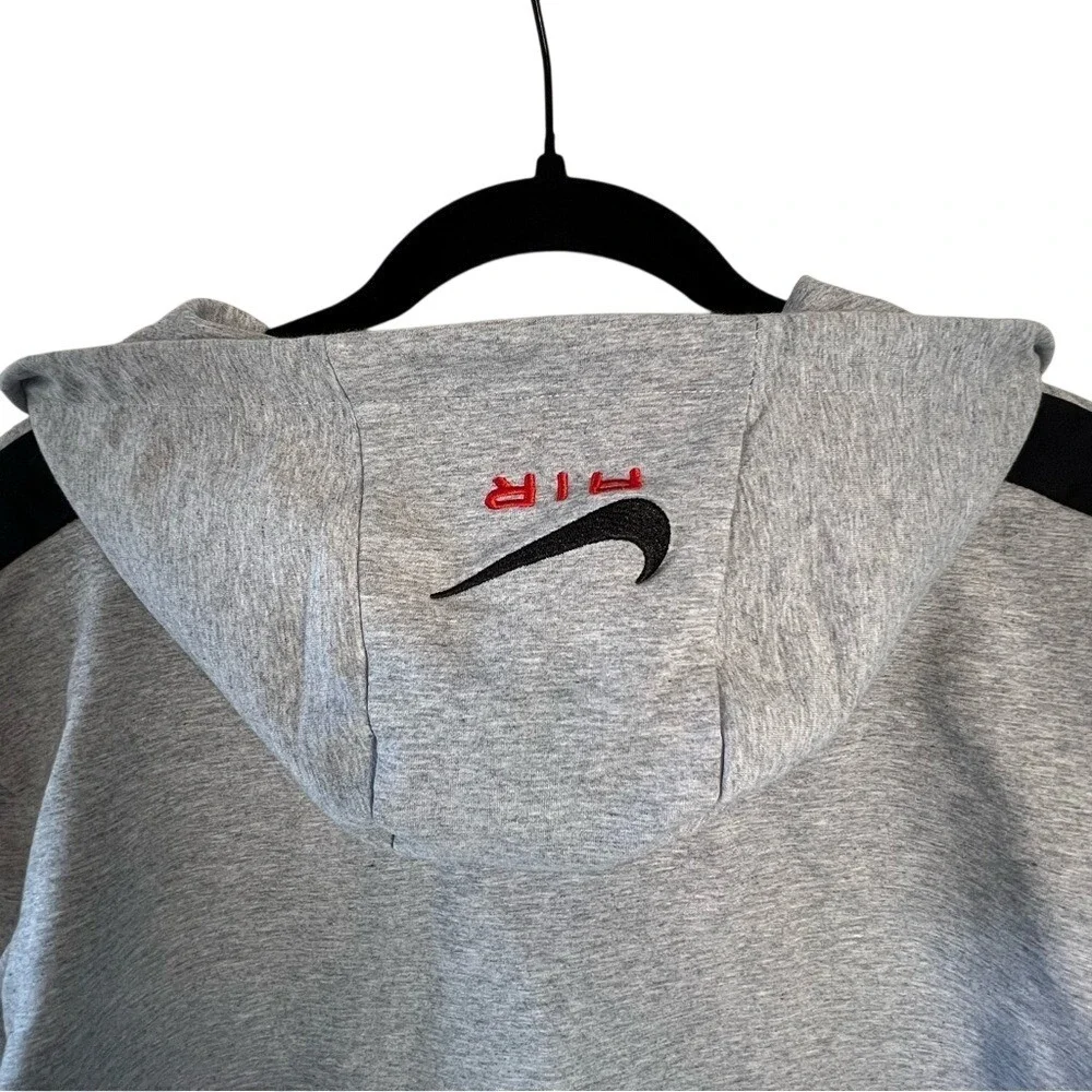 Nike Air Kids‎ Full Zip Hoodie Heather Gray Black Stripe Sweatshirt XL